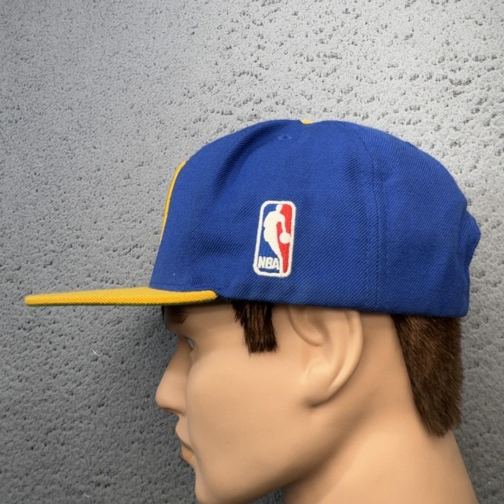 Golden State Warriors Hat Cap Snap Back Blue Yellow NBA Basketball Mitchell Ness - Picture 7 of 15